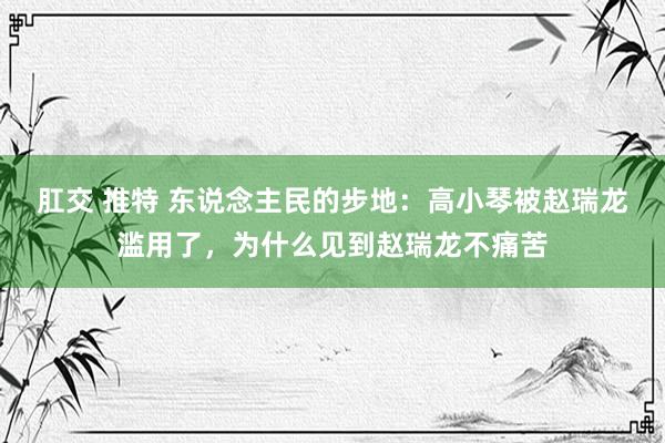 肛交 推特 东说念主民的步地：高小琴被赵瑞龙滥用了，为什么见到赵瑞龙不痛苦