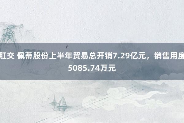 肛交 佩蒂股份上半年贸易总开销7.29亿元，销售用度5085.74万元