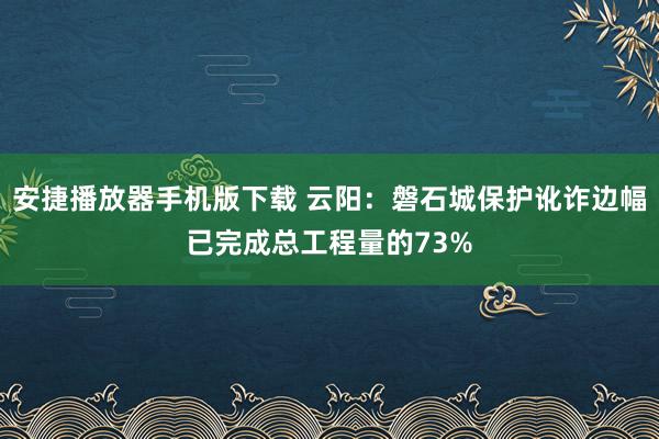 安捷播放器手机版下载 云阳：磐石城保护讹诈边幅已完成总工程量的73%