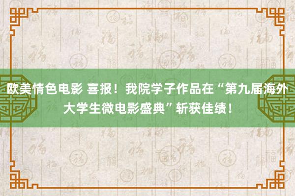 欧美情色电影 喜报！我院学子作品在“第九届海外大学生微电影盛典”斩获佳绩！