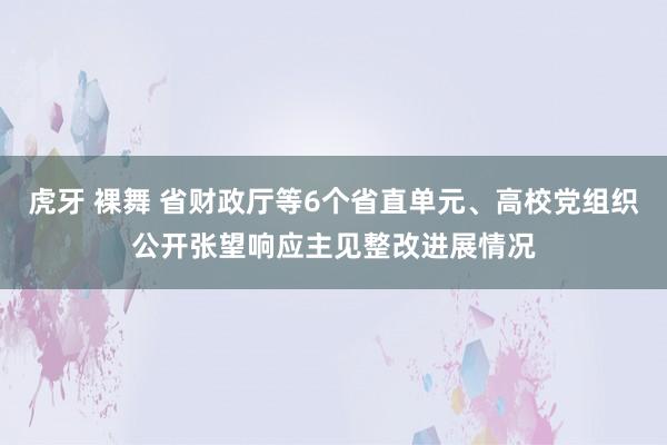 虎牙 裸舞 省财政厅等6个省直单元、高校党组织公开张望响应主见整改进展情况